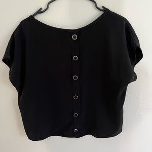 Noble U Black Button-Back Crop Top